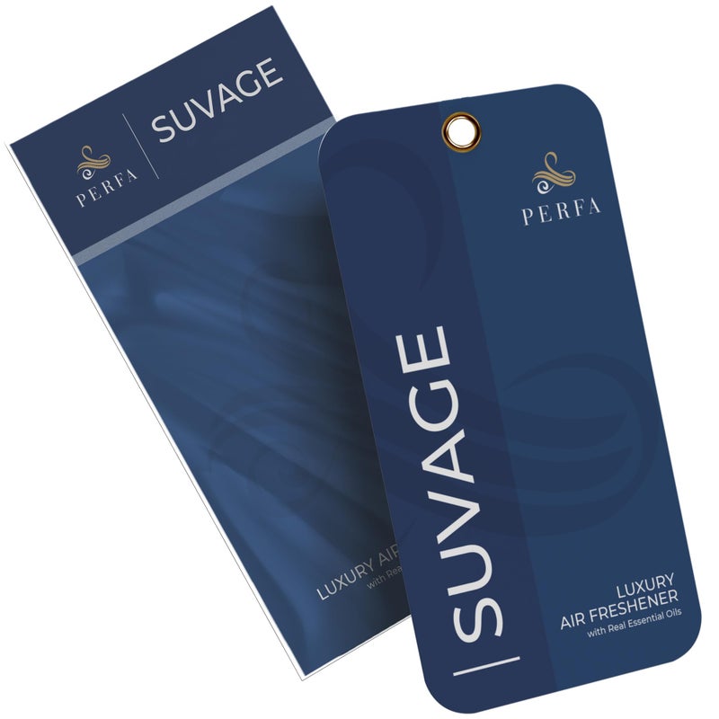 Perfa Savage Disposable Card Freshener for Men | Car Scents Air Freshener with Sauvage Fragrance | Strong Car Perfume Air Freshener with Odour Eliminating Technology | Suvage by Perfa - Image 1
